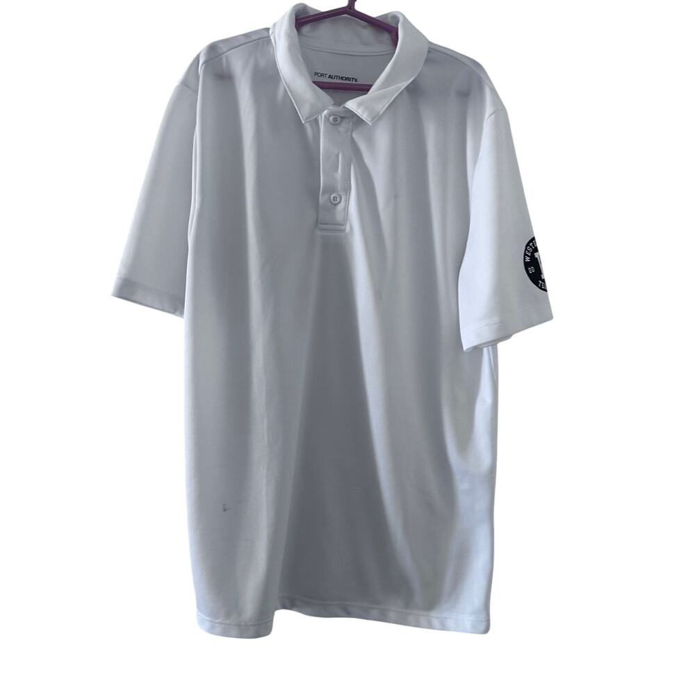 Port Authority White Youth L Golf Polo - Some Staining